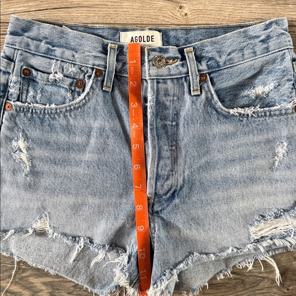 Agolde Women's Ripped Jean Shorts - Light Blue - Picture 9 of 10